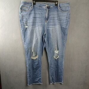 Universal Thread‎ Jeans Womens 24 Blue Denim Cotton Straight Raw Hem Distressed